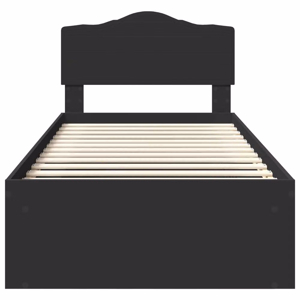 Berkfield Home Modern Bed Frame with Headboard in Black Solid Pine Wood, W/D/H: 90 x 190 cm – 3