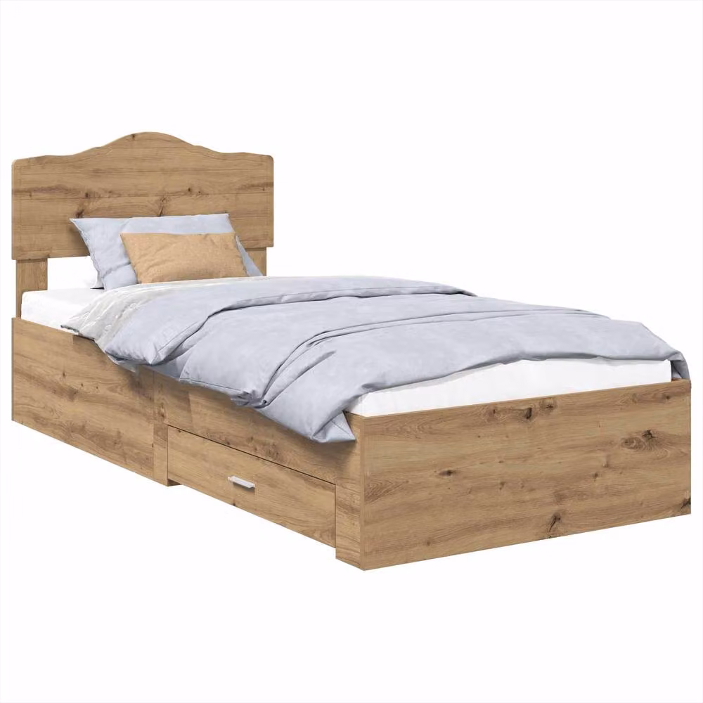 Berkfield Home Artisan Oak Bed Frame with Drawer, Brown, W/D/H: 90 x 200 cm – 2