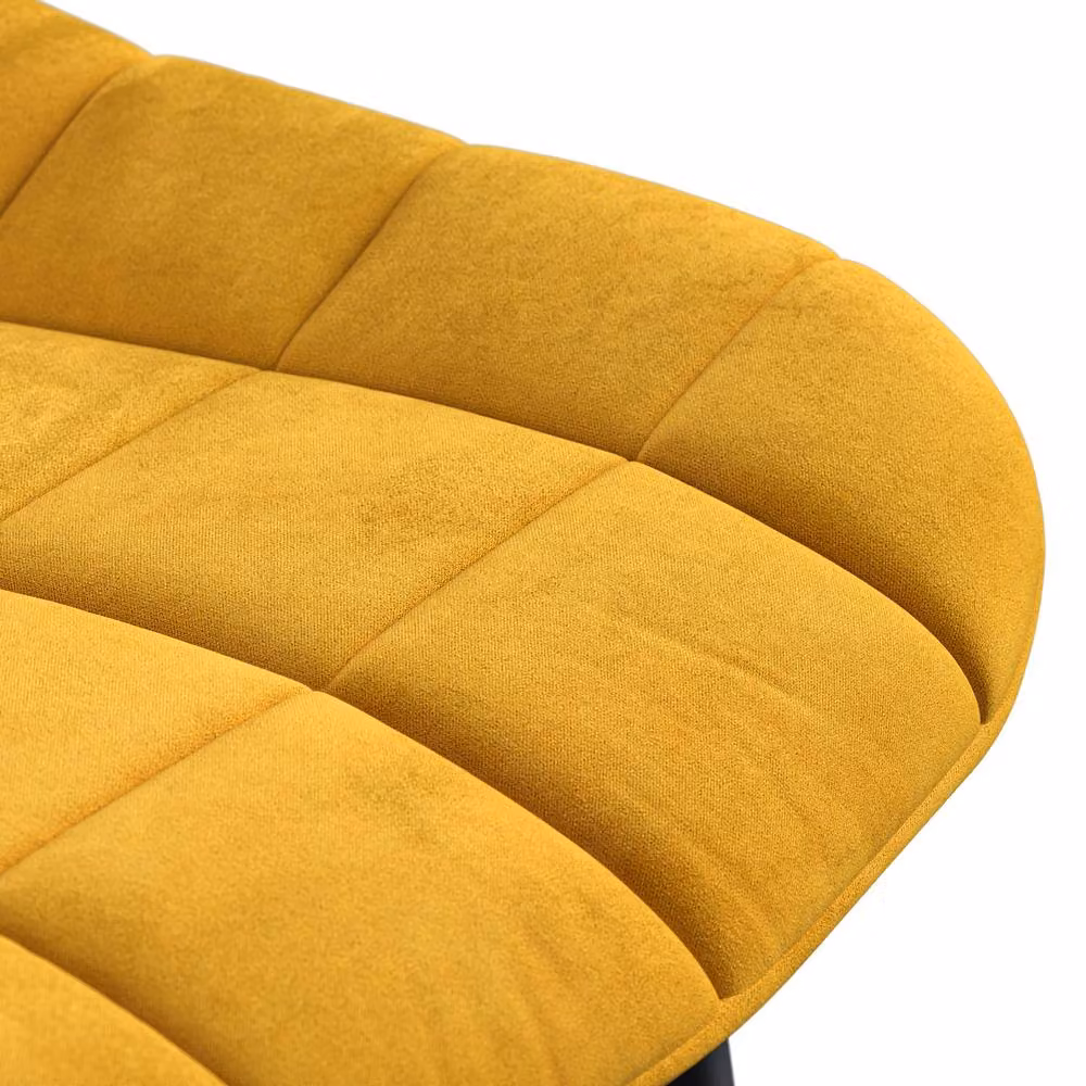 More4Homes Arlo Walnut Round Dining Table and Nova Velvet Dining Chairs Set of 6 in Yellow – 3