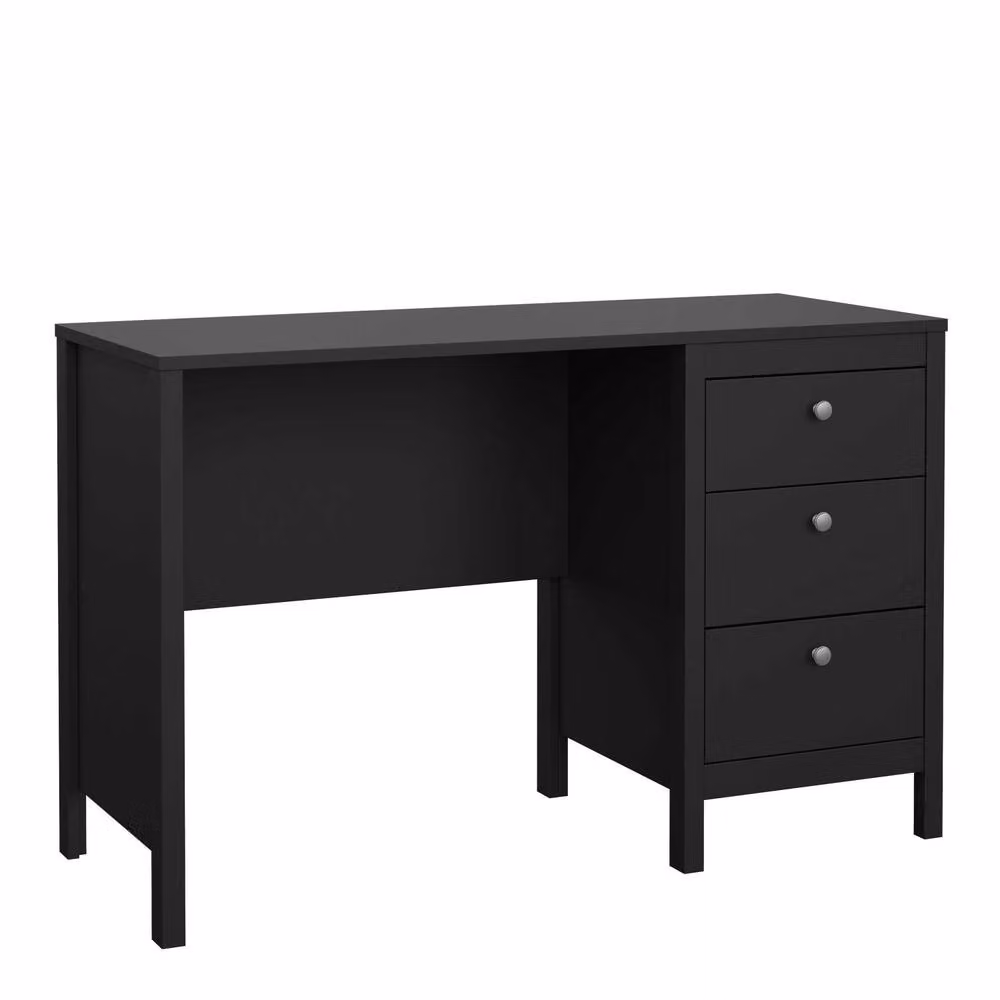 Wyld Haus Gossmere Matt Black Modern Writing Desk with Single Pedestal, W/D/H: 120.4 x 48.0 x 76.5 cm – 2