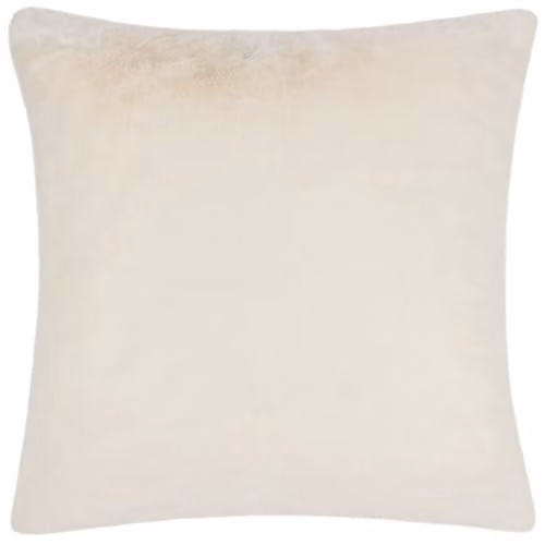 Paoletti Stanza Faux Fur Square Cushion in Beige and White, W/D/H: 55 x 55 x 55 cm