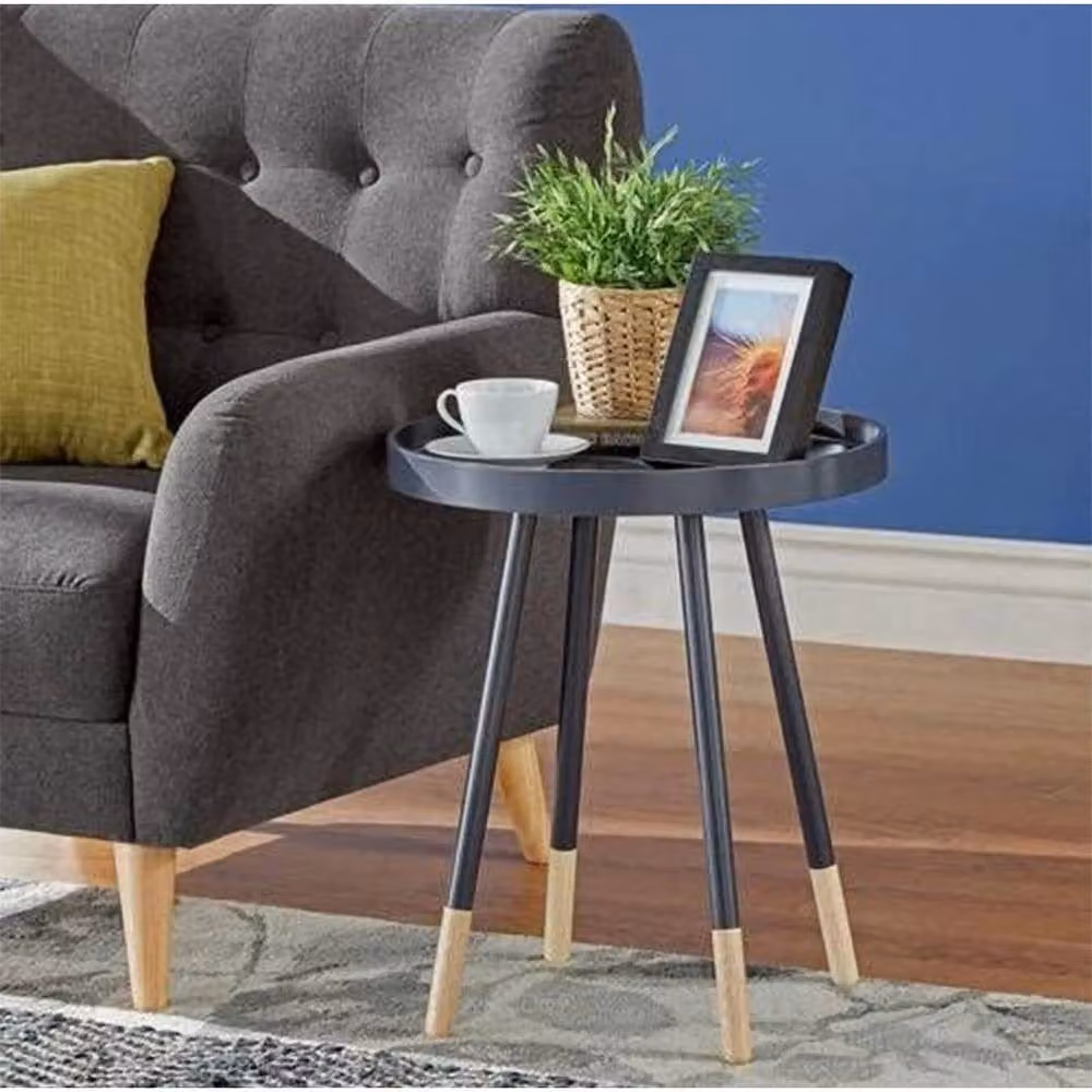 SPETLEK Round Tray Top Coffee Table with Spindle Legs in Grey – 3