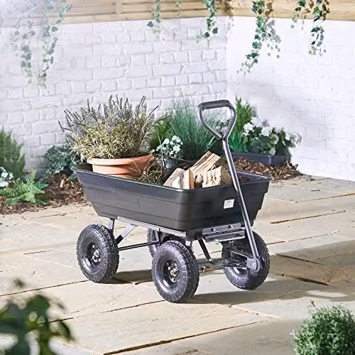 VonHaus Garden Dump Cart Black with 75L Capacity and 250kg Max Weight Load – 5