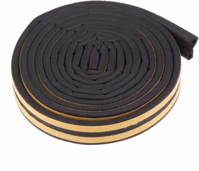 Garden Mile Self-Adhesive E-Type Foam Weatherproof Seal Tape for Doors and Windows, Black