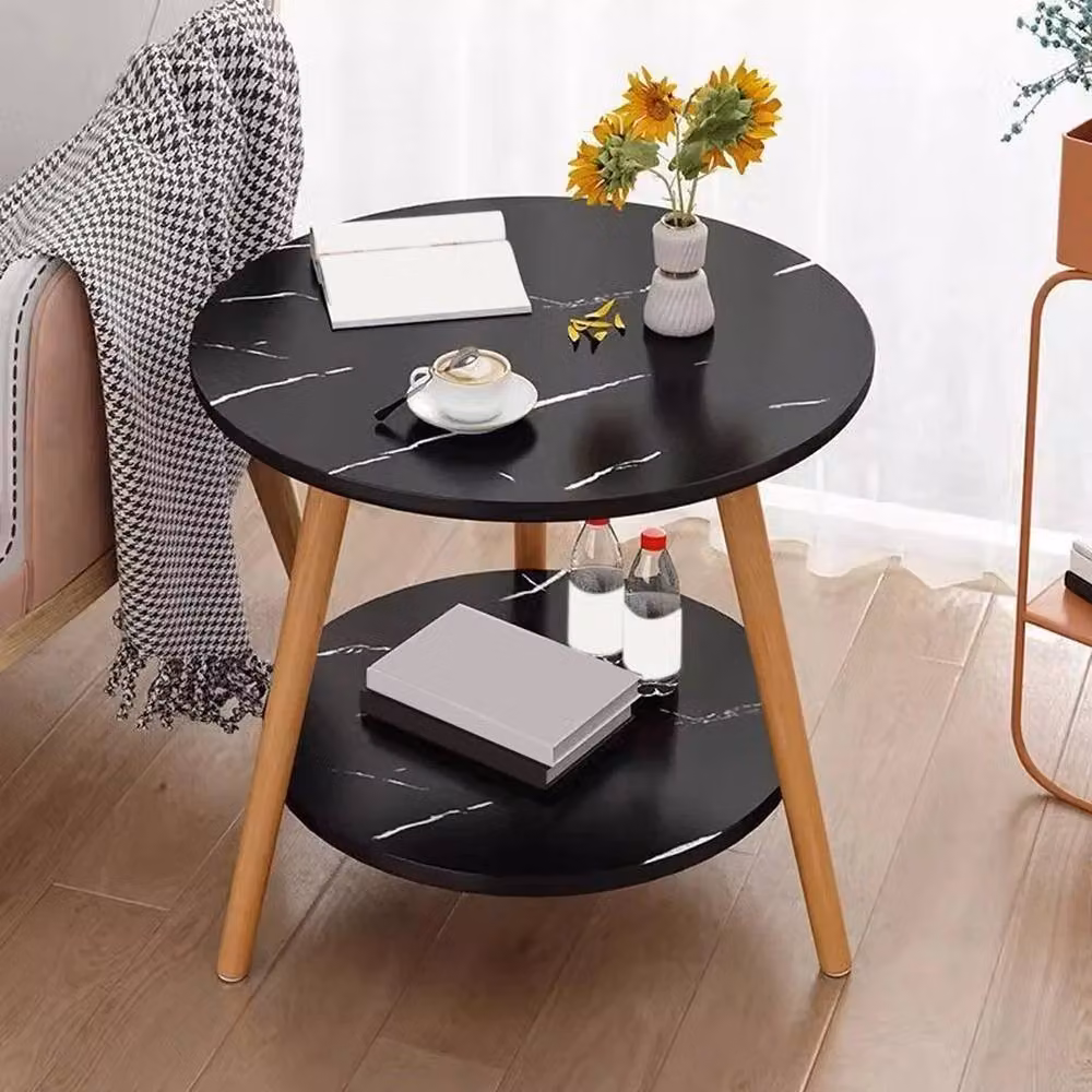 FLAVORA Round Wooden Side Table in Black – 4