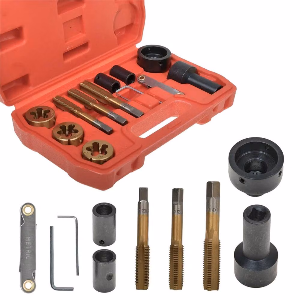 EONLION 13 Piece Metric Tap and Die Set for Wheel Stud and Nut Repair, Red – 2
