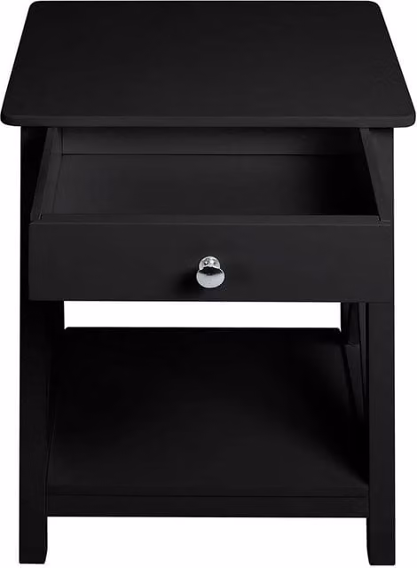 Garden Sanctuary Modern Black Wooden One Drawer Bedside Table