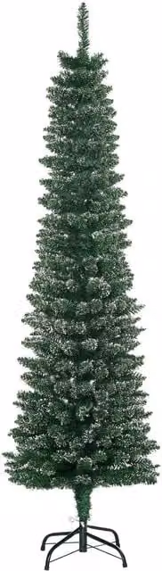 HOMCOM 5.5ft Artificial Snow Dipped Christmas Pencil Tree in Green – 1