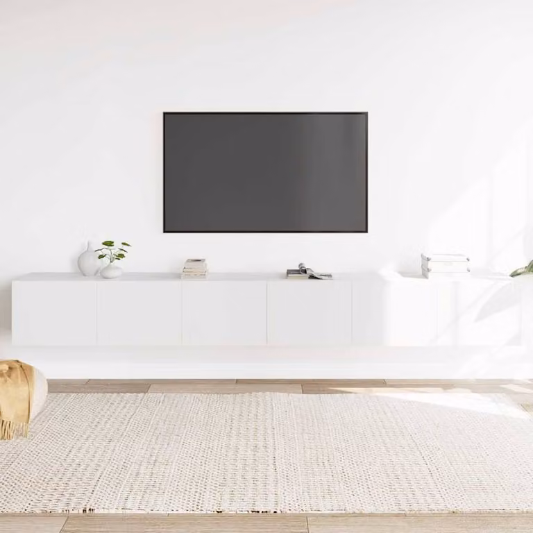 Berkfield Home 3 Piece Classic White Matt MDF TV Cabinet and Lowboard Set