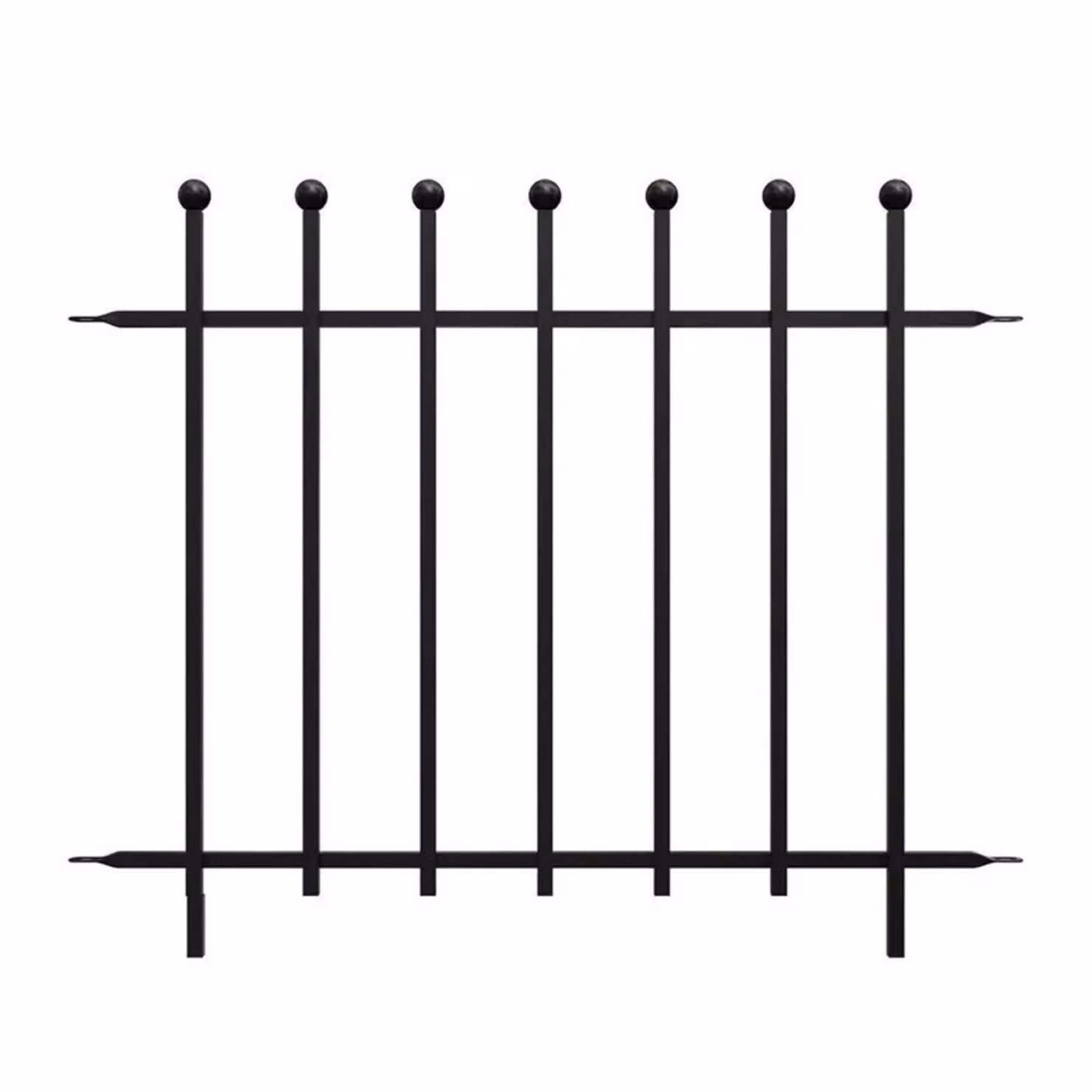 Primrose Panacea Fence System Ball Top Fence Section, Black Powder-Coated Galvanised Steel, Height: 94 cm – 2