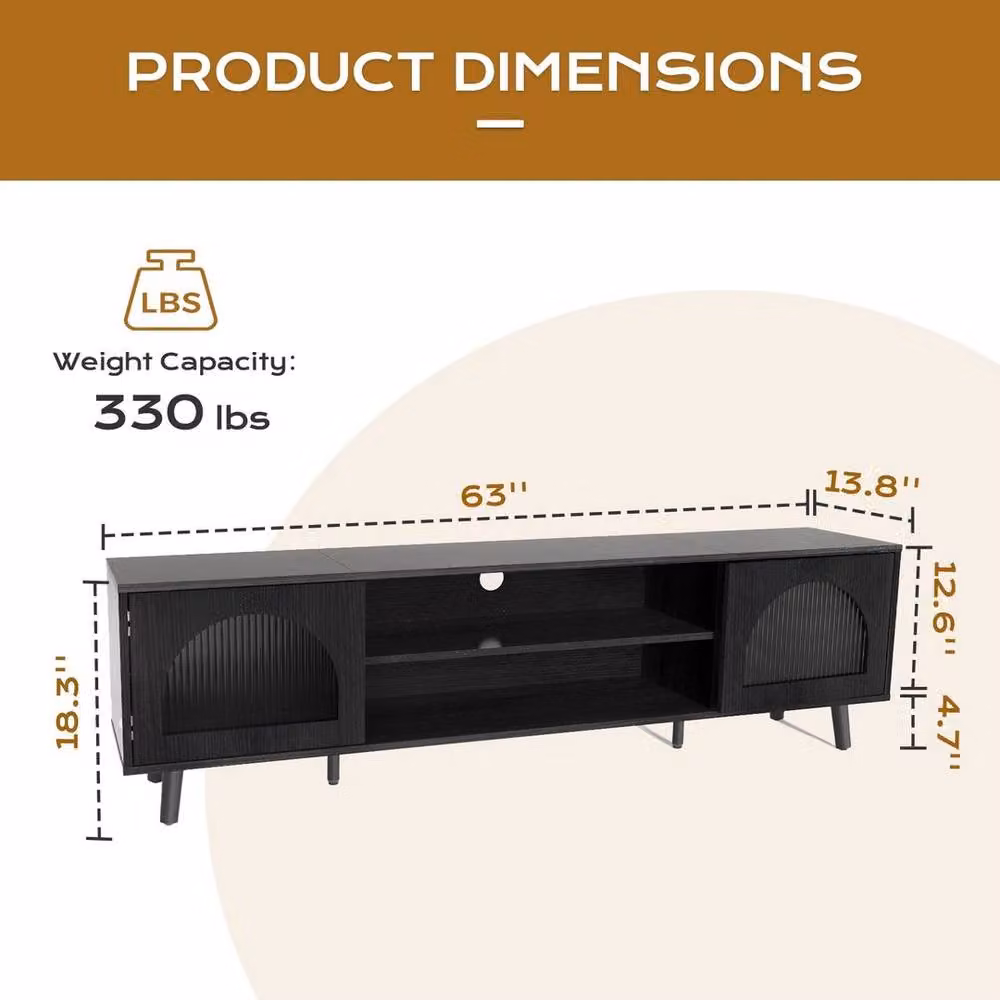 Kelvenix Modern Black LED TV Stand Cabinet with Glass and Integrated Lighting W/D/H: 100 x 47 x 35 cm – 2