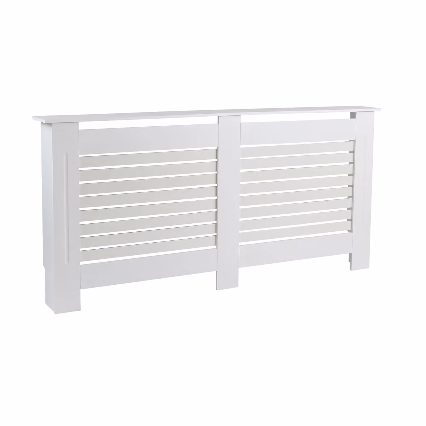 Home Source Extra Large Radiator Cover White MDF Wall Cabinet with Slatted Grill Shelf – 3