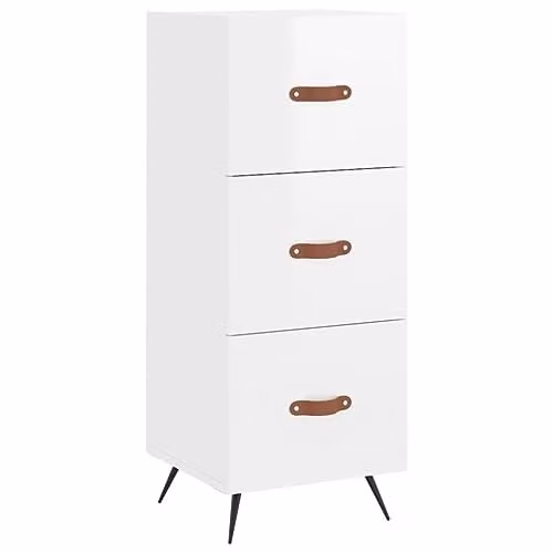 vidaXL Modern High Gloss White Sideboard in Engineered Wood W/D/H: 34.5 x 34.5 x 90 cm