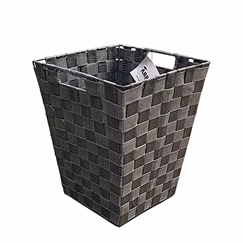 Arpan Grey Nylon Plastic Square Waste Paper Bin with Handles – 5