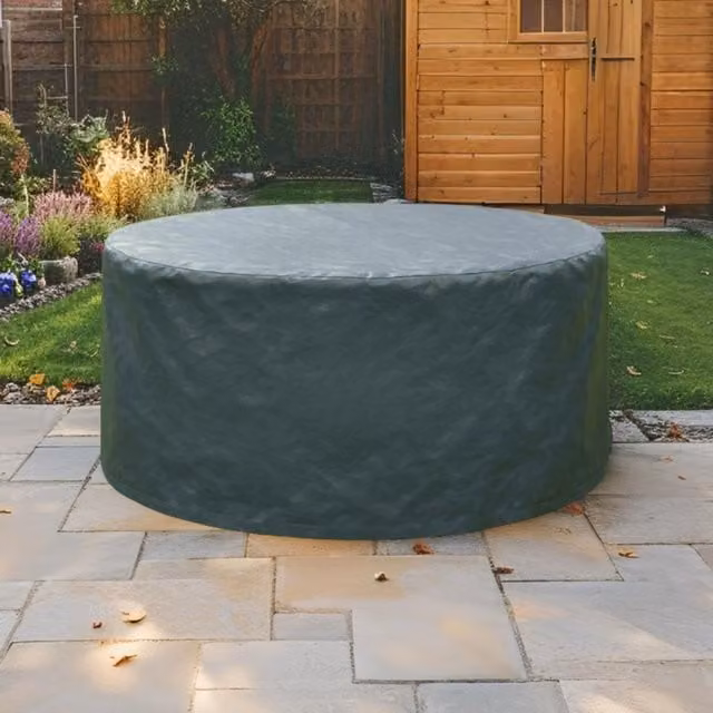 Home Source Duracover Round Patio Cover in Grey, Waterproof and UV Resistant, W: 140 cm, H: 94 cm