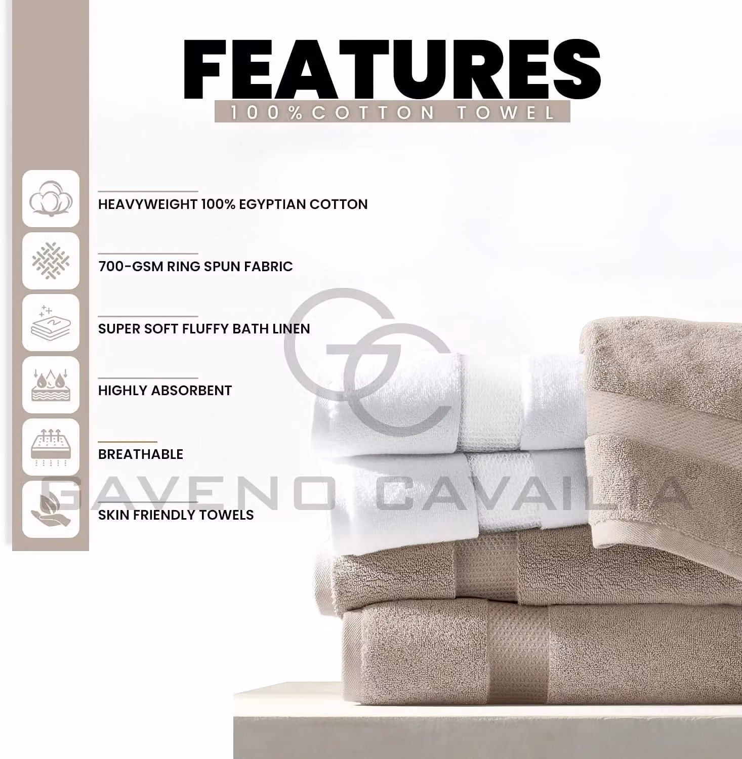 GAVENO CAVAILIA Miami Brown Cotton Bath Sheet – 2