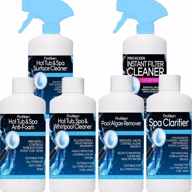 Pro-Kleen Hot Tub, Pool, Jacuzzi and Spa Starter Cleaning Kit in Clear