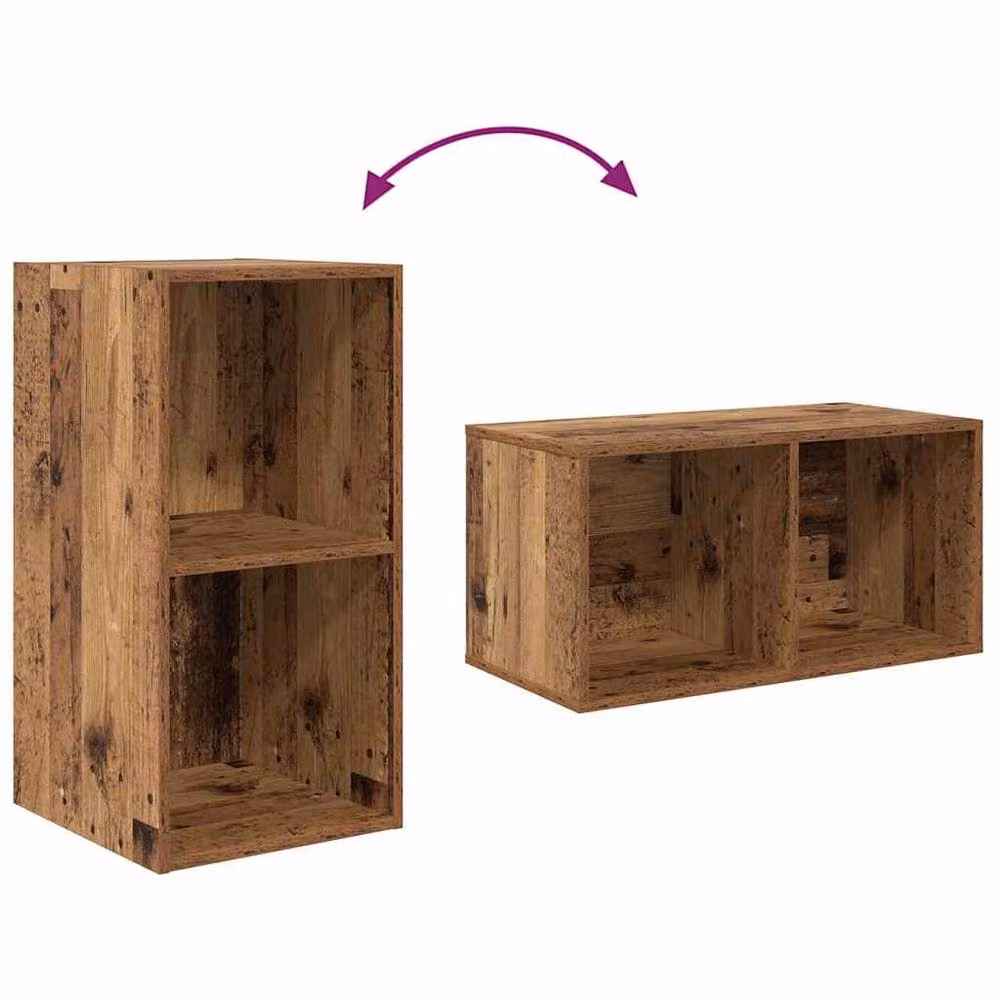 Berkfield Home 4 Piece Wall TV Cabinet in Brown Old Wood, W/D/H: 37 x 37 x 72 cm – 4