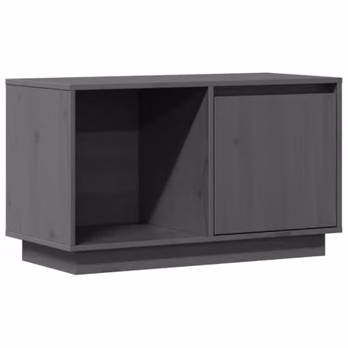 vidaXL Modern Grey Solid Pine Wood TV Cabinet W: 74 cm, D: 35 cm, H: 44 cm
