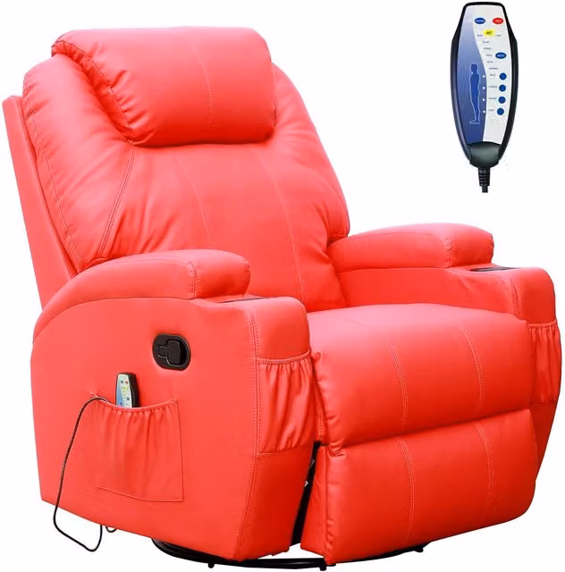 WestWood Red Bonded Leather Massage Recliner Chair with Heat Function