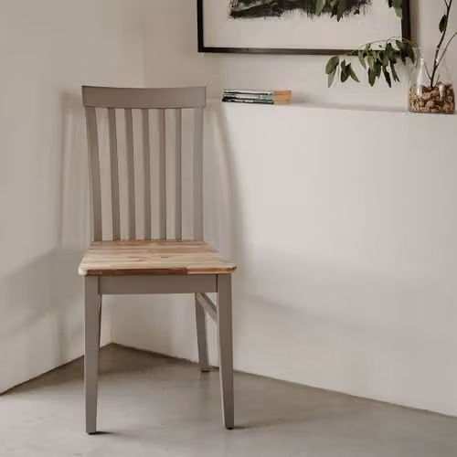 Statement Furniture Florence Highback Dining Chair with Acacia Wood Seat in Dove Grey, W45 x D53 x H94 cm – 4