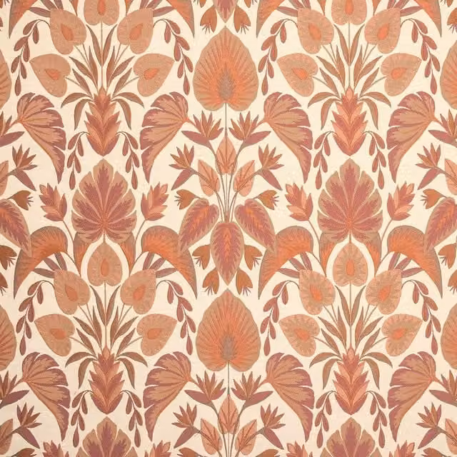 Terrys Art Deco Floral Cotton Fabric in Orange