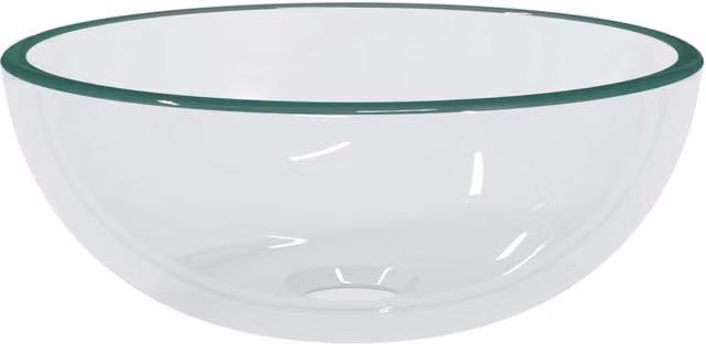 Berkfield Home Round Tempered Glass Countertop Basin, Transparent, W: 30 cm, D: 12 cm, H: 12 cm
