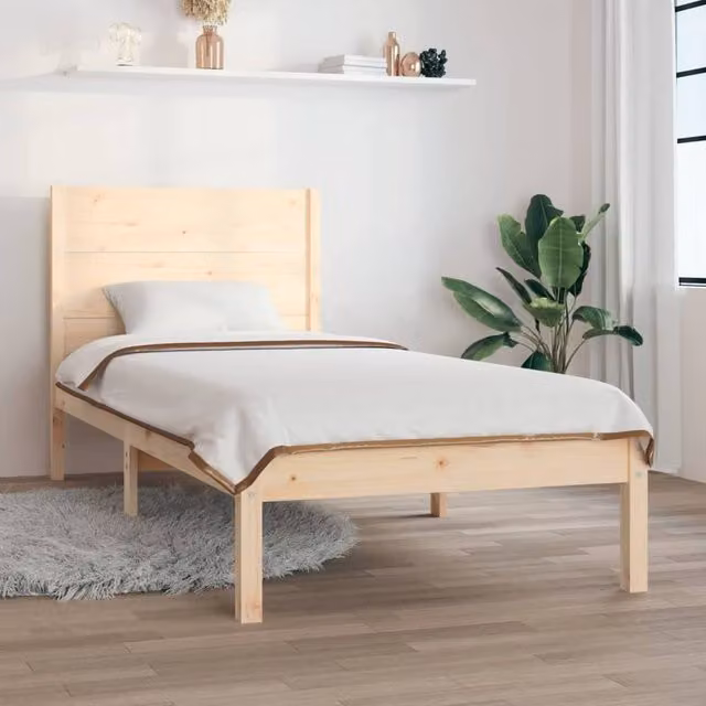 Berkfield Home Single Solid Wood Pine Bed Frame in Brown, W/D/H: 90 x 190 cm