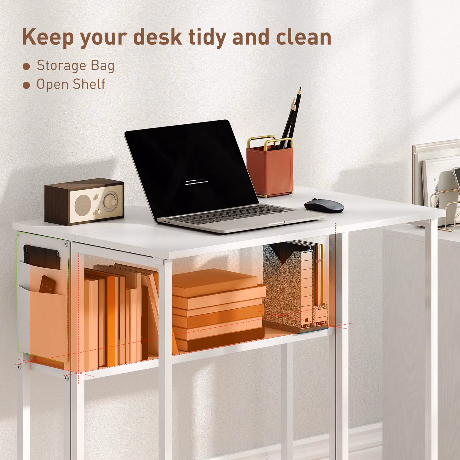 HOMCOM White Foldable Drop Leaf Computer Desk with Castors for Small Spaces – 4