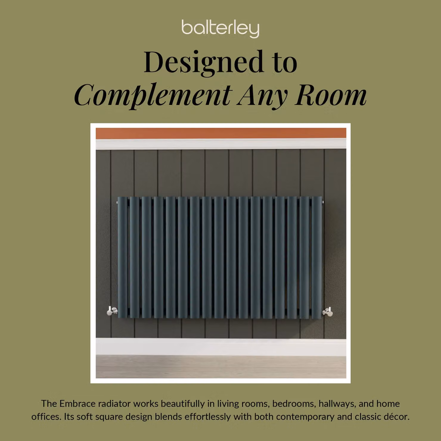 Balterley Embrace Horizontal Single Panel Steel Radiator, Anthracite Grey, W: 99.2 cm, H: 60 cm – 4