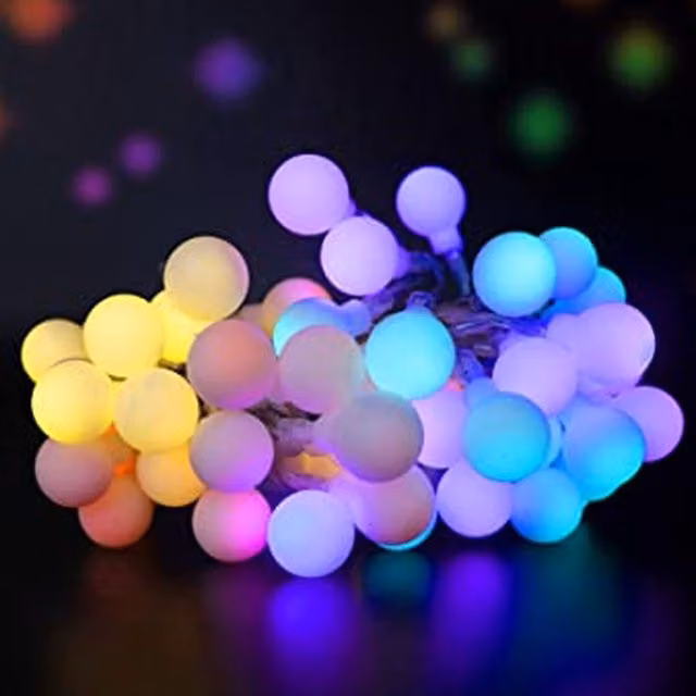 ExtraStar RGB LED Globe Sphere String Lights, White and Multicolour, 5m