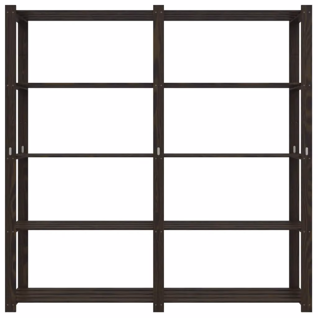Berkfield Home 5-Tier Solid Wood Pine Storage Rack in Black, H 170 x W 170 x D 38 cm – 3