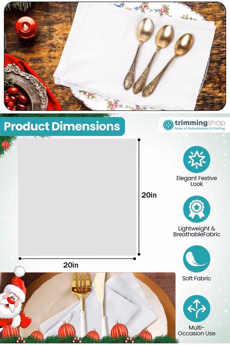 Neel Blue Christmas Table Napkin in Red, Blue and White, 100% Spun Polyester, W/D/H: 50.8 x 50.0 x 50.0 cm