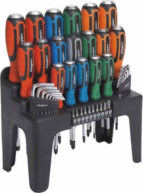 Loops 44 Piece Multicolour Hammer Through Screwdriver Hex Key and Bit Set with Strike Cap and Storage Case – 1