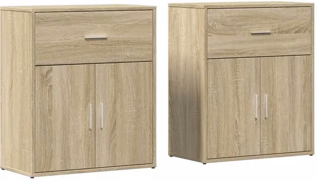 Berkfield Home Set of 2 Modern Sideboards in Sonoma Oak, W/D/H: 60 x 31 x 70 cm