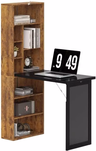 Havendro Convertible Writing Desk with Blackboard and Folding Top in Brown – 1