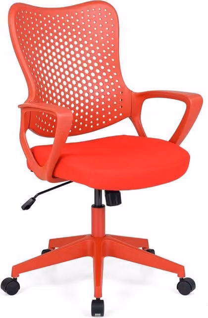 Gymax Ergonomic Red Fabric Swivel Office Chair with Armrests and Castors