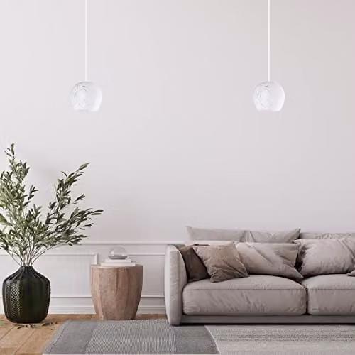 Happy Homewares Modern Opal White Snowflake Glass Pendant Ceiling Lighting Shade, W/D/H: 17 x 17 x 20 cm – 2