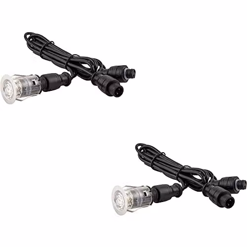 Loops 2 Pack Single 25mm Recessed Decking Light Module, 0.75W CCT LED in Silver Stainless Steel and Transparent Polycarbonate