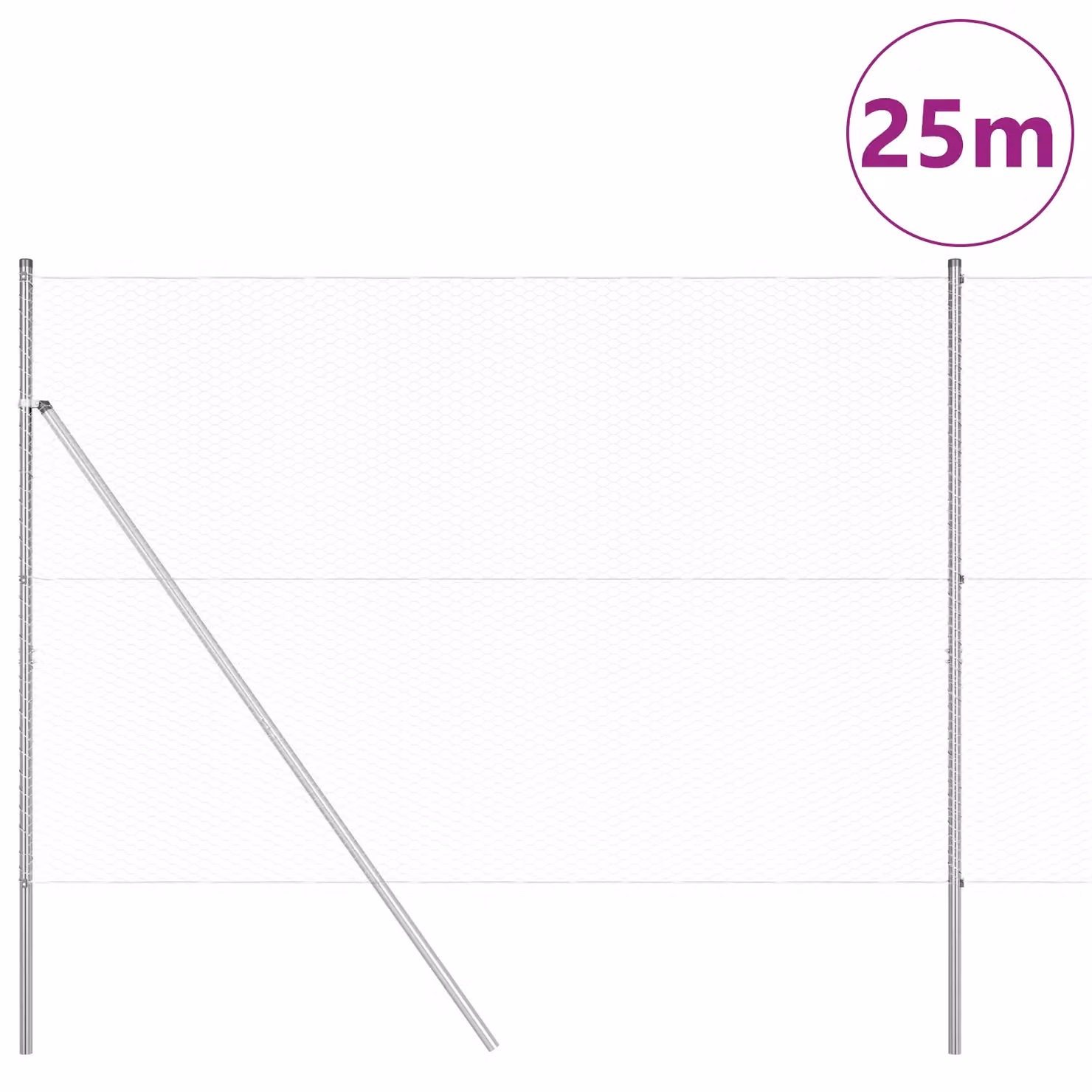 Berkfield Home Galvanised Steel Fencing Set of 2, Silver, Length: 25 m, Height: 1.5 m – 2