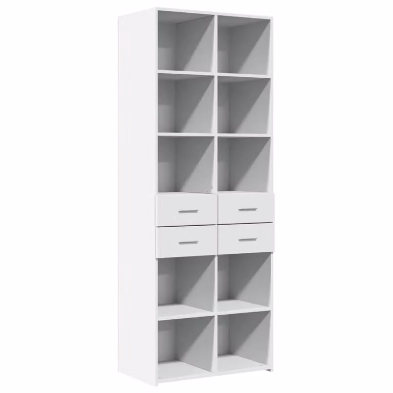 Berkfield Home Modern White Highboard in MDF, W/D/H: 70 x 42.5 x 185 cm