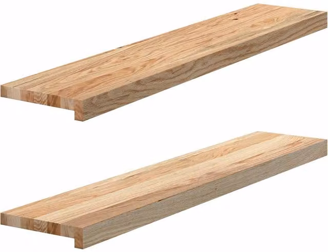 Berkfield Home Solid Oak Wood Window Sills, 2 Pack, Brown, W: 100 cm, D: 20 cm, H: 2 cm – 1