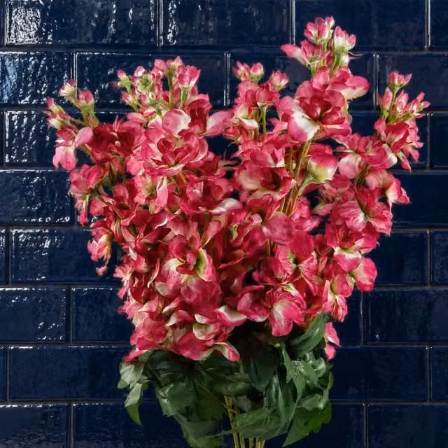 Leaf Pink Delphinium Artificial Floral Stems, Pack of 6, Height: 75 cm