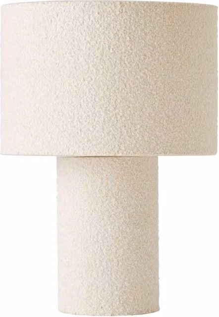 Ash Boucle White Fabric Table Lamp with E27 LED Bulb Compatibility