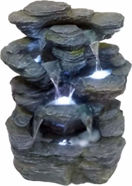 Tranquility Hoki Grey Resin Cascade Tabletop Water Feature