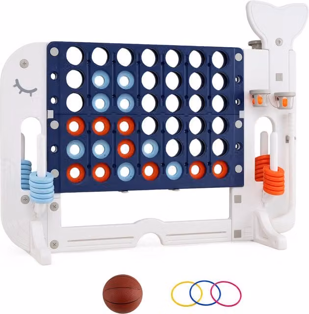 Costway Jumbo Connect Four and Ring Toss Throwing Game, Pink