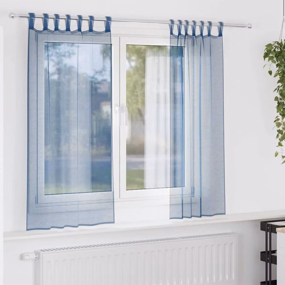 Berkfield Home Voile Curtains with Loops, 2 Pack, Blue, W: 140 cm, H: 175 cm – 2