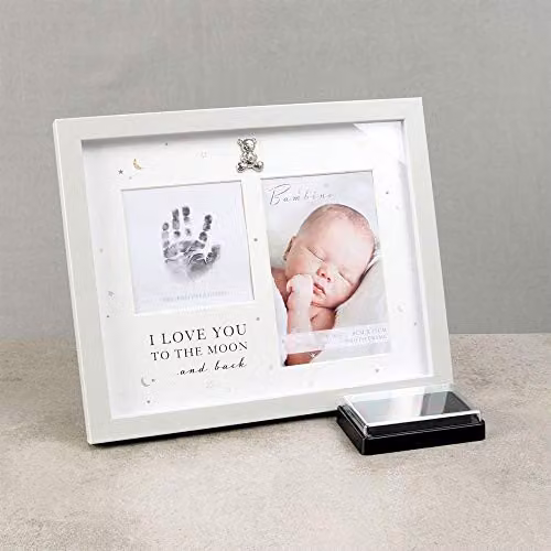 Juliana Bambino Baby Love You to Moon and Back Hand Print Keepsake Frame with Ink Pad in Grey and Silver, W/H: 10 x 15 cm – 3