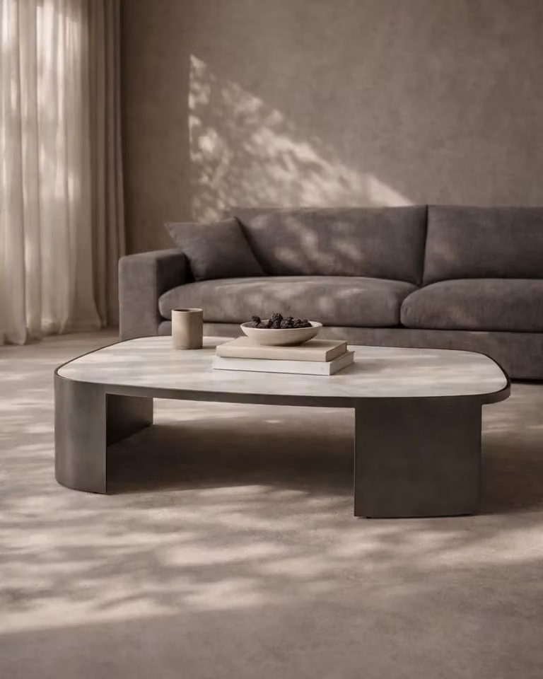 Tommy Franks Remy Oval Marble Coffee Table in Grey and White