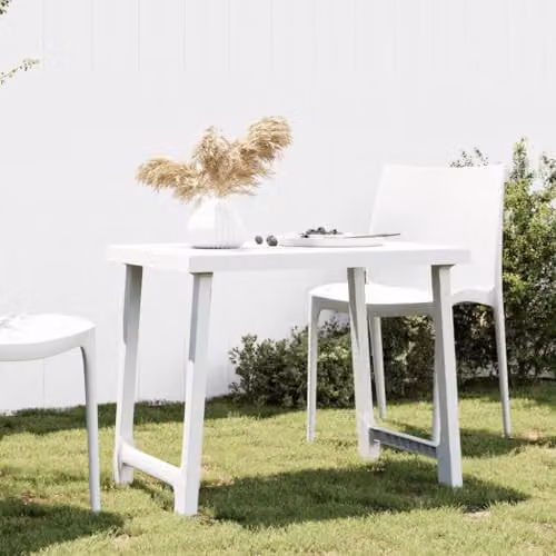 vidaXL Camping Table in White with Wooden Look, W: 79 cm, D: 56 cm, H: 64 cm – 2